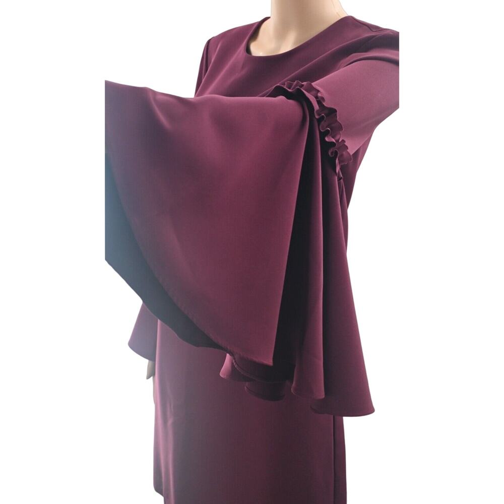 MILLY Cady Burgundy Red Bell Sleeves Mini Dress 4 Holiday USA Classic Maximalist - Picture 6 of 12